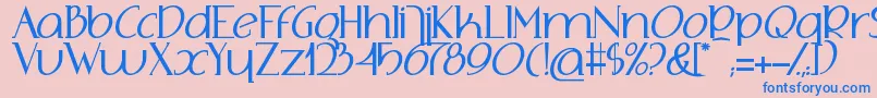 フォントAdolphusSerif – ピンクの背景に青い文字