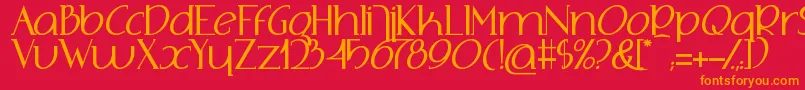 フォントAdolphusSerif – 赤い背景にオレンジの文字