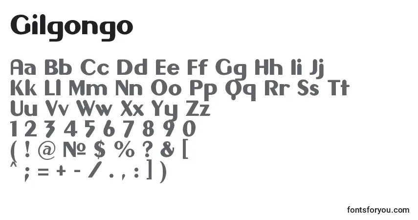 Czcionka Gilgongo – alfabet, cyfry, specjalne znaki