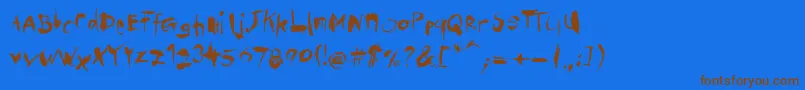 フォントInstitut – 茶色の文字が青い背景にあります。