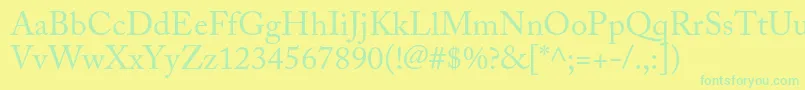 Fonte AcaslonproRegular – fontes verdes em um fundo amarelo