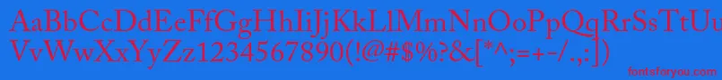 AcaslonproRegular-Schriftart – Rote Schriften auf blauem Hintergrund