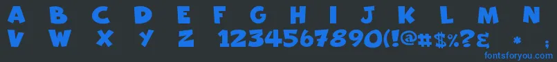 Freakomix-Schriftart – Blaue Schriften auf schwarzem Hintergrund