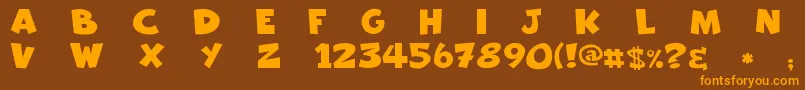 Freakomix-Schriftart – Orangefarbene Schriften auf braunem Hintergrund