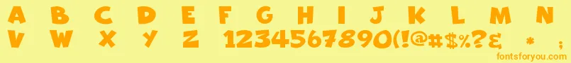 Freakomix-Schriftart – Orangefarbene Schriften auf gelbem Hintergrund