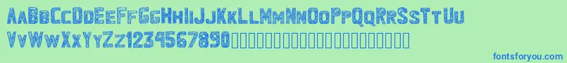 Bandhemwatu-Schriftart – Blaue Schriften auf grünem Hintergrund