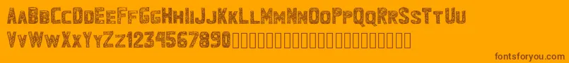 Bandhemwatu-Schriftart – Braune Schriften auf orangefarbenem Hintergrund