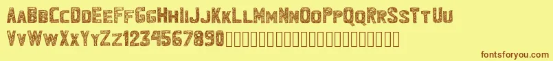 Fonte Bandhemwatu – fontes marrons em um fundo amarelo