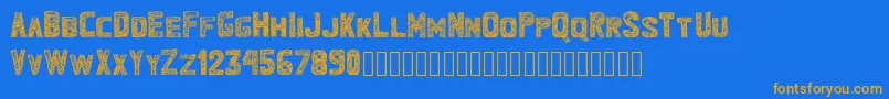 Bandhemwatu-Schriftart – Orangefarbene Schriften auf blauem Hintergrund