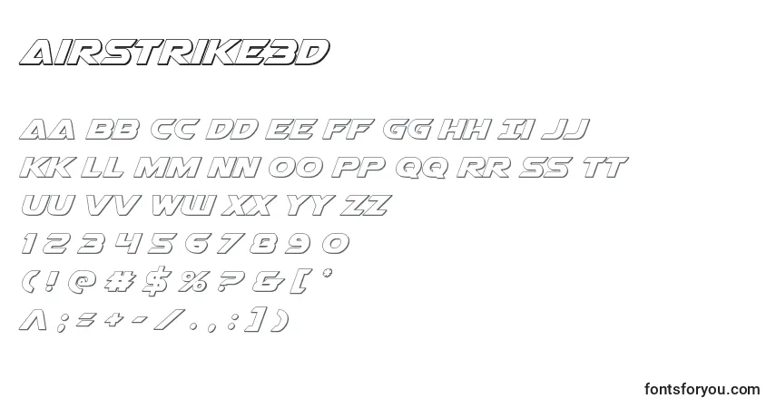 A fonte Airstrike3D – alfabeto, números, caracteres especiais