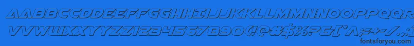 Airstrike3D Font – Black Fonts on Blue Background