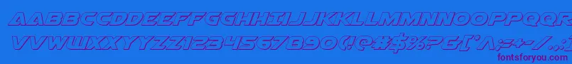 Airstrike3D-Schriftart – Violette Schriften auf blauem Hintergrund