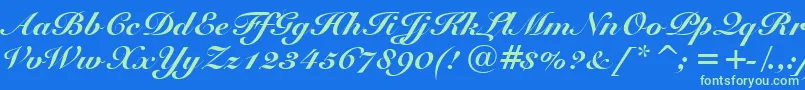SnellBlackBt Font – Green Fonts on Blue Background