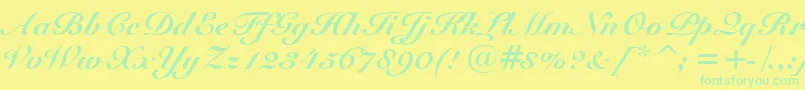 SnellBlackBt-fontti – vihreät fontit keltaisella taustalla