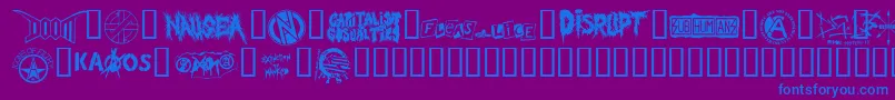 PunkRawkDingbatz Font – Blue Fonts on Purple Background