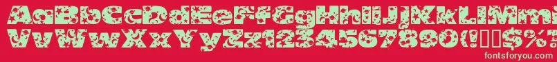 OhmygodStarsmoons-Schriftart – Grüne Schriften auf rotem Hintergrund