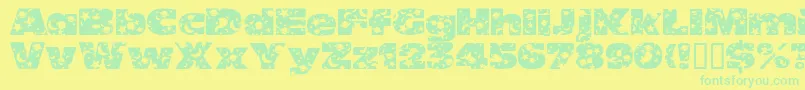 OhmygodStarsmoons-fontti – vihreät fontit keltaisella taustalla