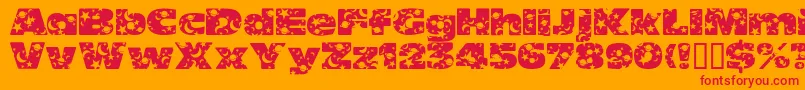 OhmygodStarsmoons-Schriftart – Rote Schriften auf orangefarbenem Hintergrund