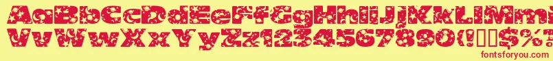 OhmygodStarsmoons-Schriftart – Rote Schriften auf gelbem Hintergrund