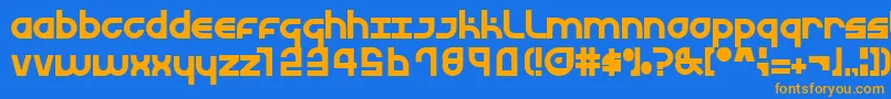 フォントUrbancurve – オレンジ色の文字が青い背景にあります。