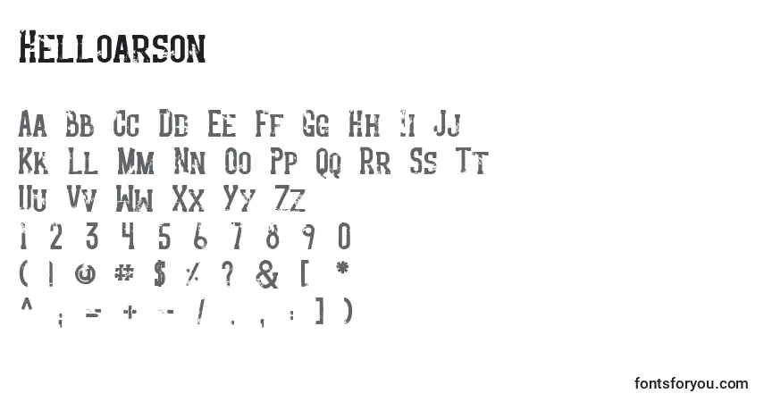 Schriftart Helloarson – Alphabet, Zahlen, spezielle Symbole