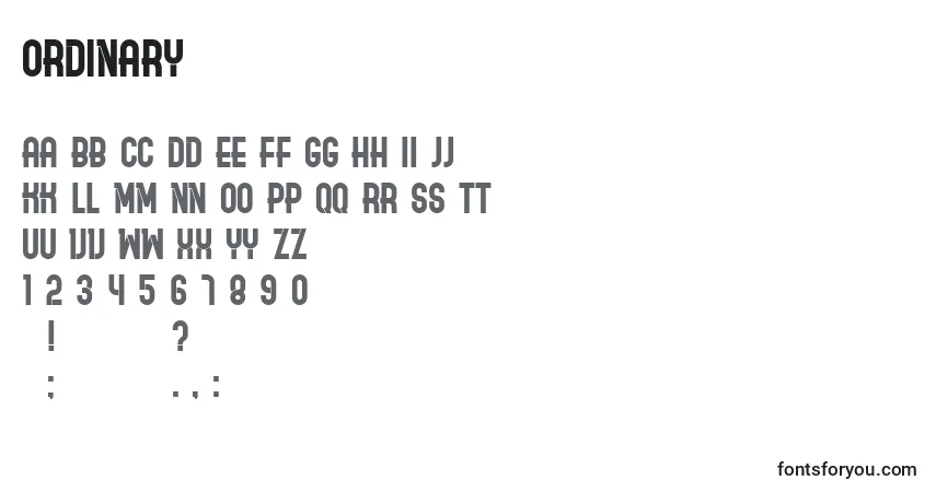 Schriftart Ordinary – Alphabet, Zahlen, spezielle Symbole