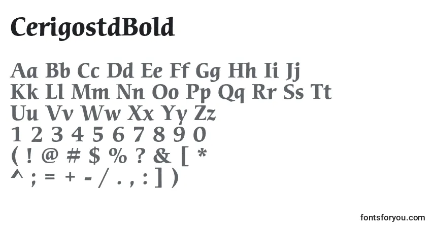 Шрифт CerigostdBold – алфавит, цифры, специальные символы
