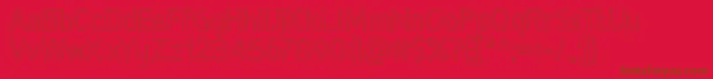 DeLuxeHollow-Schriftart – Braune Schriften auf rotem Hintergrund