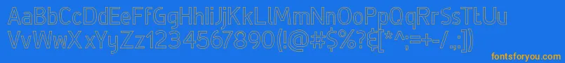DeLuxeHollow-Schriftart – Orangefarbene Schriften auf blauem Hintergrund