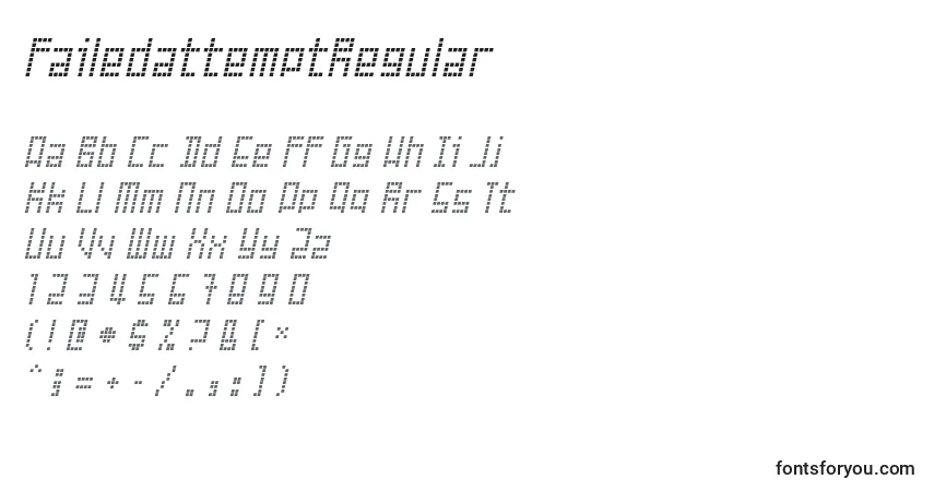 Czcionka FailedattemptRegular – alfabet, cyfry, specjalne znaki