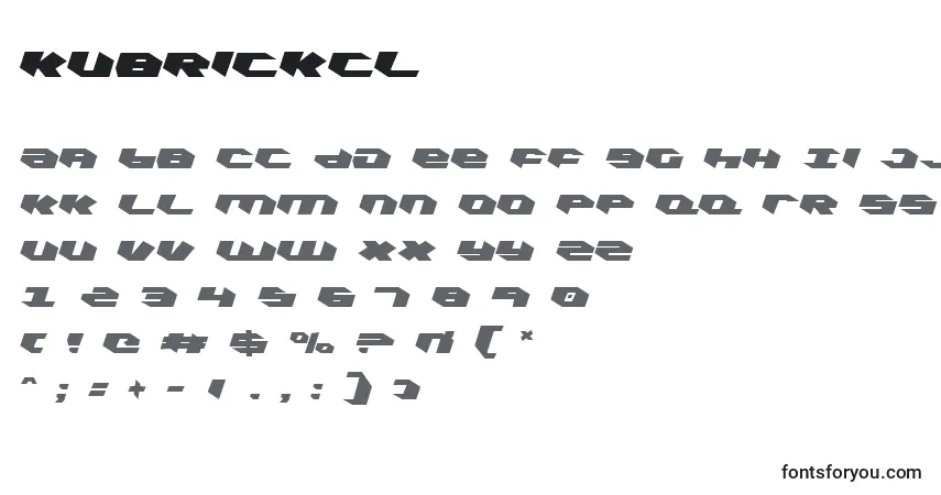 A fonte Kubrickcl – alfabeto, números, caracteres especiais
