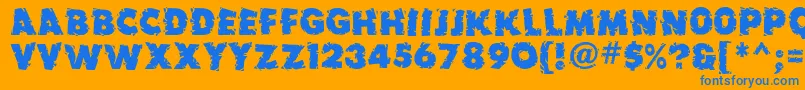 Earthquake ffy Font – Blue Fonts on Orange Background