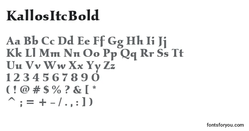 A fonte KallosItcBold – alfabeto, números, caracteres especiais