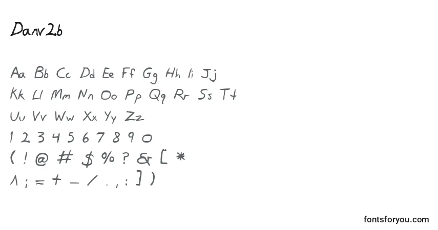 Czcionka Danv2b – alfabet, cyfry, specjalne znaki
