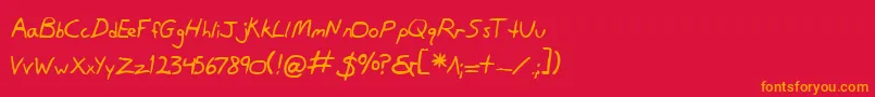 フォントDanv2b – 赤い背景にオレンジの文字