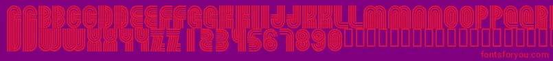 Beamie-Schriftart – Rote Schriften auf violettem Hintergrund
