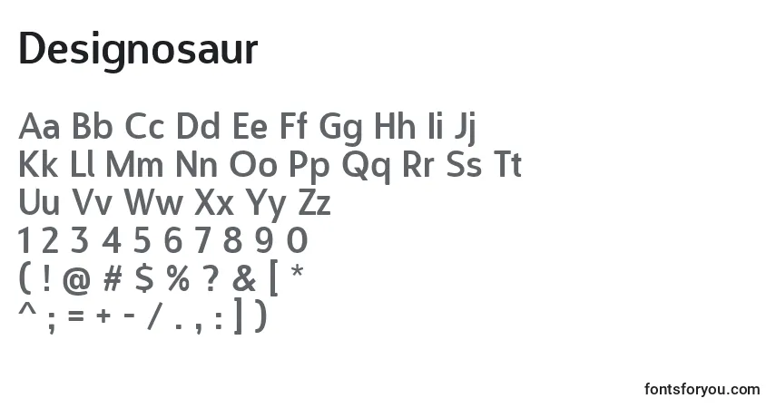 A fonte Designosaur – alfabeto, números, caracteres especiais