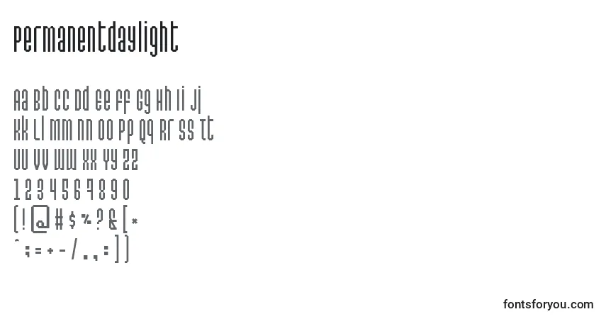 Schriftart Permanentdaylight – Alphabet, Zahlen, spezielle Symbole