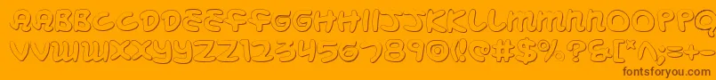 Mbeans3D-Schriftart – Braune Schriften auf orangefarbenem Hintergrund