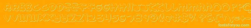 Mbeans3D-Schriftart – Grüne Schriften auf orangefarbenem Hintergrund