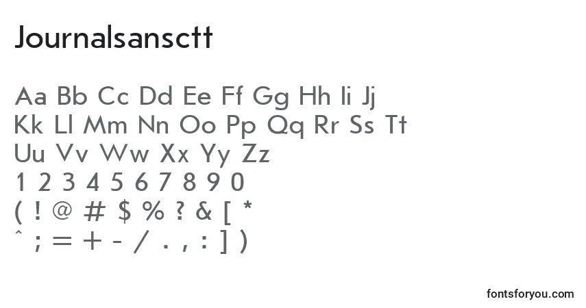 Czcionka Journalsansctt – alfabet, cyfry, specjalne znaki