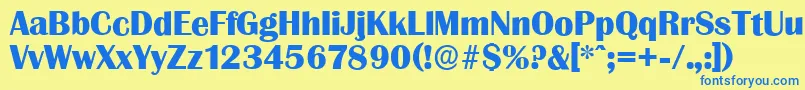 Fonte GrenobleserialXboldRegular – fontes azuis em um fundo amarelo