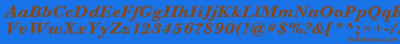 フォントBodoniSixItcBoldItalic – 茶色の文字が青い背景にあります。