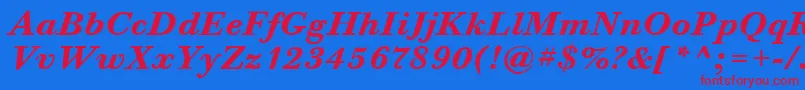 フォントBodoniSixItcBoldItalic – 赤い文字の青い背景