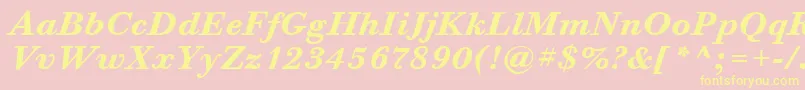 BodoniSixItcBoldItalic-Schriftart – Gelbe Schriften auf rosa Hintergrund