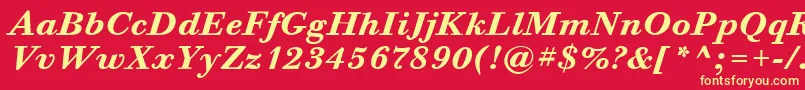 フォントBodoniSixItcBoldItalic – 黄色の文字、赤い背景