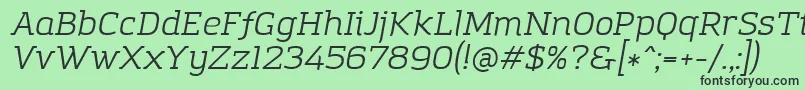 Czcionka AmazingGroteskBookItalic – czarne czcionki na zielonym tle