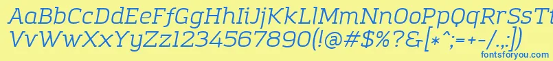 AmazingGroteskBookItalic Font – Blue Fonts on Yellow Background