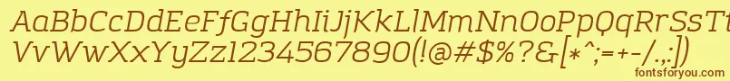 AmazingGroteskBookItalic Font – Brown Fonts on Yellow Background