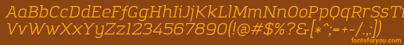 AmazingGroteskBookItalic Font – Orange Fonts on Brown Background
